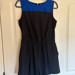 Black and Blue Reed Sleeveless Business Classy Romper